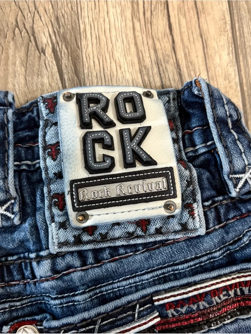 Men's Rock Revival Blue Denim Jeans - Eithan Style, Slim Straight